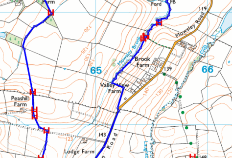 Walk route for Saddington to Mowsley